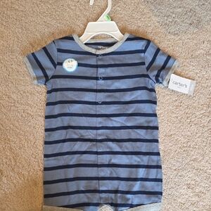 Carter's Navy and Gray Striped Romper
